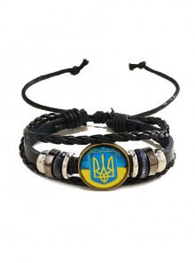 Simple Braided Blue And Yellow Time Stone Pattern Unisex Bracelet