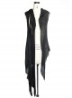 Black Punk Asymmetrical Hole Wool Knit Hooded Shawl