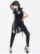 Black Punk Asymmetrical Hole Wool Knit Hooded Shawl