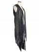Black Punk Asymmetrical Hole Wool Knit Hooded Shawl