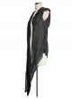Black Punk Asymmetrical Hole Wool Knit Hooded Shawl
