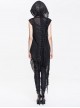 Black Punk Asymmetrical Hole Wool Knit Hooded Shawl