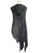 Black Punk Asymmetrical Hole Wool Knit Hooded Shawl