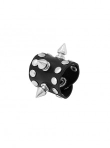 Leather Spiked Rivets Personality Exaggerated Men's Punk Style Cowhide Ring