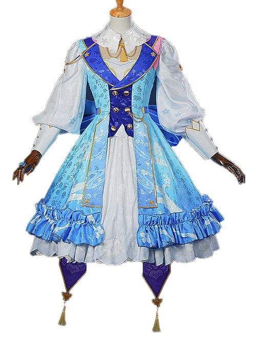 Game Genshin Impact Kamisato Ayaka Skin Springbloom Missive Halloween Cosplay Costume Full Set