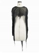 Black Punk 40d Spandex Mesh Long Wavy Sideline Hooded Bat Shawl
