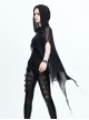 Black Punk 40d Spandex Mesh Long Wavy Sideline Hooded Bat Shawl