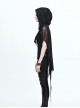 Black Punk 40d Spandex Mesh Long Wavy Sideline Hooded Bat Shawl