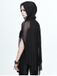 Black Punk 40d Spandex Mesh Long Wavy Sideline Hooded Bat Shawl