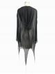 Black Punk 40d Spandex Mesh Long Wavy Sideline Hooded Bat Shawl