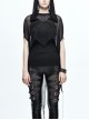 Black Punk 40d Spandex Mesh Long Wavy Sideline Hooded Bat Shawl
