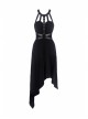 Black Off-Shoulder Metallic Leather Bandage Asymmetrical Hem Punk Dress
