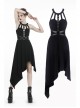 Black Off-Shoulder Metallic Leather Bandage Asymmetrical Hem Punk Dress