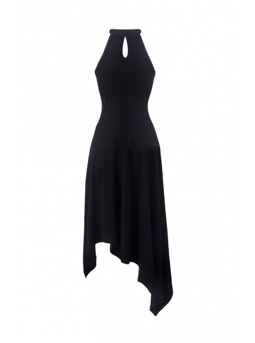 Black Off-Shoulder Metallic Leather Bandage Asymmetrical Hem Punk Dress