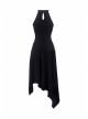 Black Off-Shoulder Metallic Leather Bandage Asymmetrical Hem Punk Dress