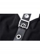 Black Off-Shoulder Metallic Leather Bandage Asymmetrical Hem Punk Dress