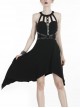 Black Off-Shoulder Metallic Leather Bandage Asymmetrical Hem Punk Dress
