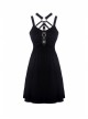 Black Metal Leather Bandage Halter Punk Dress