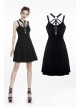 Black Metal Leather Bandage Halter Punk Dress