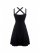 Black Metal Leather Bandage Halter Punk Dress