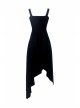 Black Rivet Studded Bandage Asymmetrical Hem Sling Punk Dress