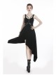 Black Rivet Studded Bandage Asymmetrical Hem Sling Punk Dress