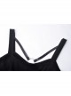 Black Rivet Studded Bandage Asymmetrical Hem Sling Punk Dress