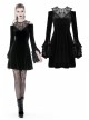 Black Chest Hollow Embroidery Off-Shoulder Long Sleeves Gothic Dress