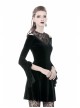 Black Chest Hollow Embroidery Off-Shoulder Long Sleeves Gothic Dress