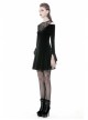 Black Chest Hollow Embroidery Off-Shoulder Long Sleeves Gothic Dress