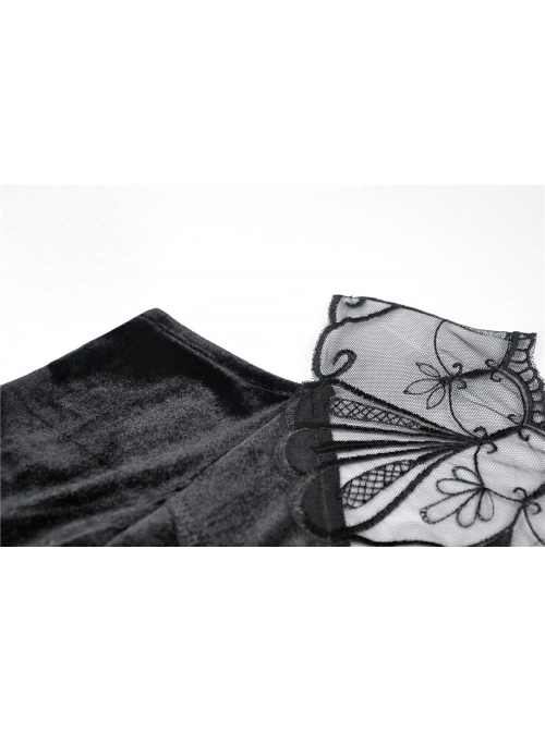 Black Chest Hollow Embroidery Off-Shoulder Long Sleeves Gothic Dress