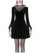 Black Chest Hollow Embroidery Off-Shoulder Long Sleeves Gothic Dress