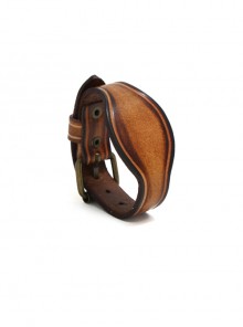 Adjustable Brown Vintage Leather Men's Wide-Brimmed Bracelet