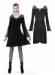 Black Lace-Up Sexy Lace Shoulder Long Sleeves Prom Gothic Dress