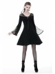 Black Lace-Up Sexy Lace Shoulder Long Sleeves Prom Gothic Dress
