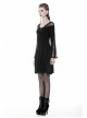 Black Lace-Up Sexy Lace Shoulder Long Sleeves Prom Gothic Dress