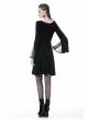 Black Lace-Up Sexy Lace Shoulder Long Sleeves Prom Gothic Dress