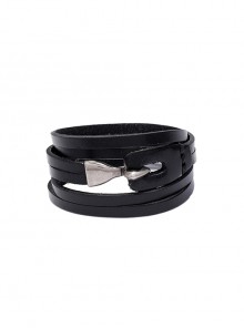 Multi-Layer Leather Trend Simple Retro Metal Buckle Men's Bracelet