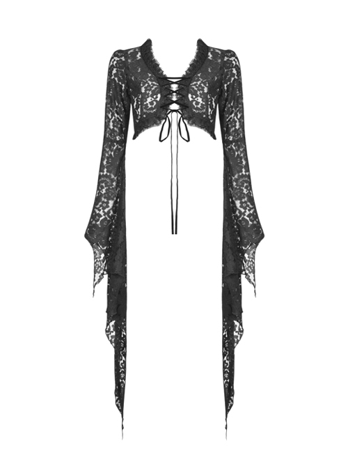 Personalized Original Black Witch Trumpet Sleeve Lace Gothic Shawl