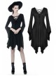 Black Chest Lace-Up Long Sleeves Tight Midi Gothic Dress