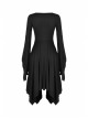 Black Chest Lace-Up Long Sleeves Tight Midi Gothic Dress