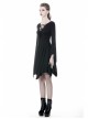 Black Chest Lace-Up Long Sleeves Tight Midi Gothic Dress