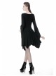 Black Chest Lace-Up Long Sleeves Tight Midi Gothic Dress