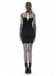 Black Chest Sexy Hollow Side Lace Slit Hem Tight Prom Gothic Dress