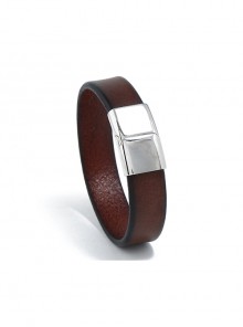 Simple Retro Personality Stainless Steel Buckle Men's Genuine Leather Bracelet