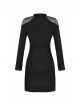Black Chest Hollow Mesh Shoulder Slit Lace-Up Hem Tight Punk Dress