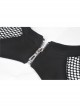 Black Chest Hollow Mesh Shoulder Slit Lace-Up Hem Tight Punk Dress