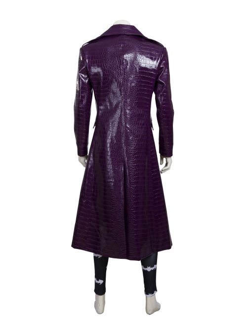 Suicide Squad The Joker Halloween Cosplay Costume Purple Leather Coat Full Set