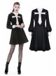 Black Chest White Skull Lace Cross Long Sleeves Button Cuff Vintage Gothic Dress
