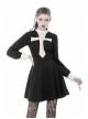 Black Chest White Skull Lace Cross Long Sleeves Button Cuff Vintage Gothic Dress